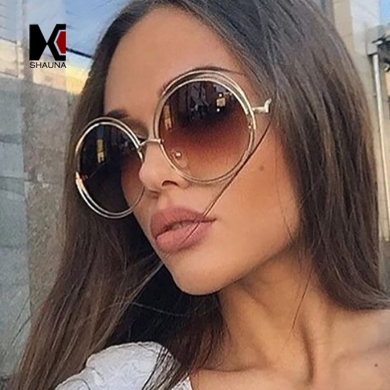 Oversize Round Hollow Frame Sunglasses - Fashion Damsel