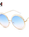 Oversize Round Hollow Frame Sunglasses - Fashion Damsel