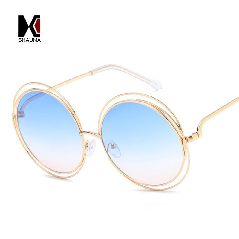 Oversize Round Hollow Frame Sunglasses - Fashion Damsel