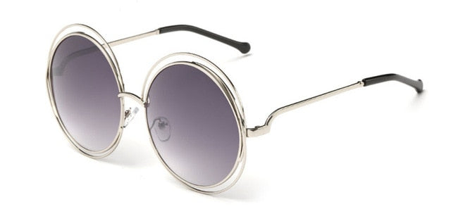 Oversize Round Hollow Frame Sunglasses - Fashion Damsel