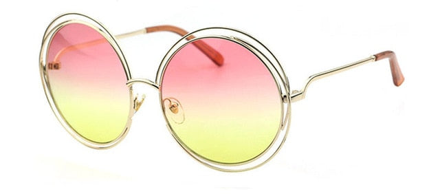 Oversize Round Hollow Frame Sunglasses - Fashion Damsel