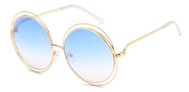 Oversize Round Hollow Frame Sunglasses - Fashion Damsel