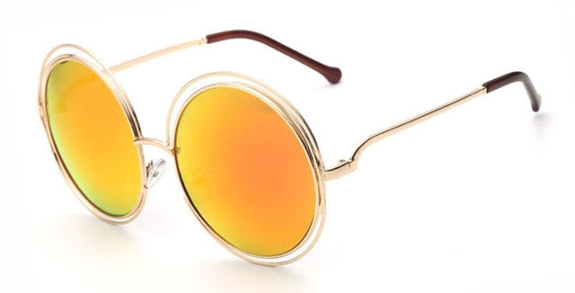 Oversize Round Hollow Frame Sunglasses - Fashion Damsel