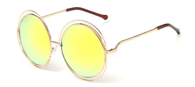 Oversize Round Hollow Frame Sunglasses - Fashion Damsel