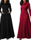 Warm Elegant High Collar Long Maxi Dress - Fashion Damsel