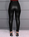 High Waist Leather Leggings With Bow Sashes - Fashion Damsel
