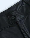 High Waist Leather Leggings With Bow Sashes - Fashion Damsel