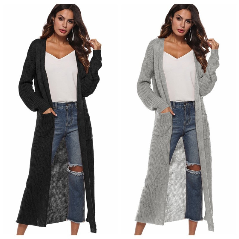 Long Cardigan Thick Kimono Long Sleeve Sweater - Fashion Damsel