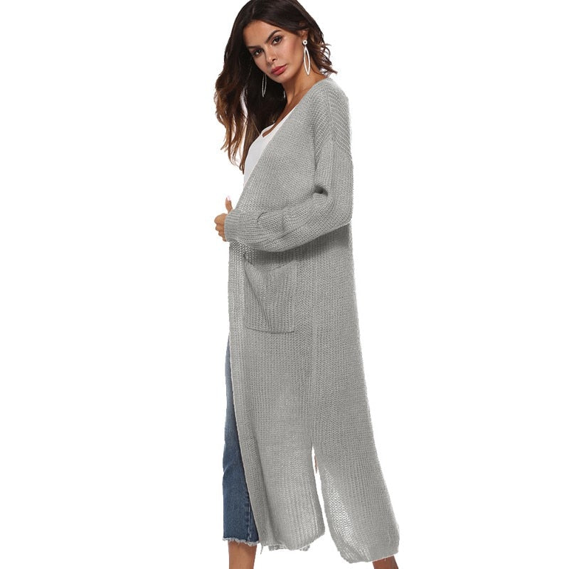 Long Cardigan Thick Kimono Long Sleeve Sweater - Fashion Damsel