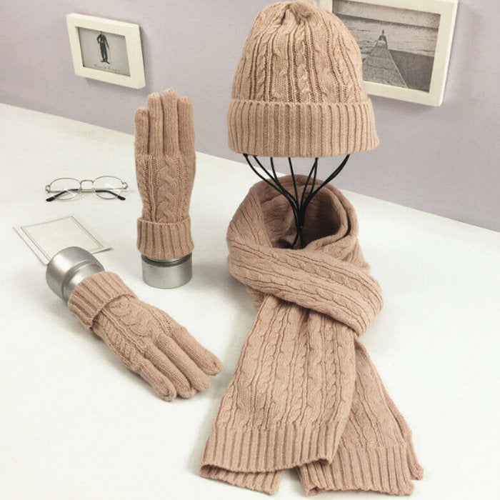 Knitted Autumn Scarf Hat & Glove Set - Fashion Damsel