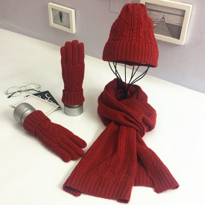 Knitted Autumn Scarf Hat & Glove Set - Fashion Damsel