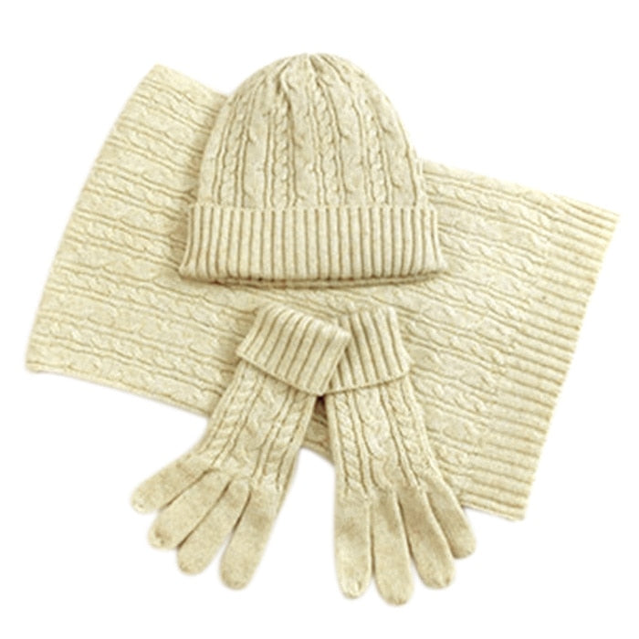 Knitted Autumn Scarf Hat & Glove Set - Fashion Damsel