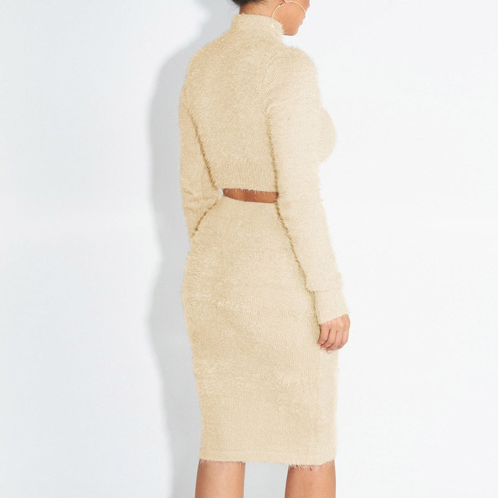 Cropped Top Sweater/Skirt Set - Fashion Damsel