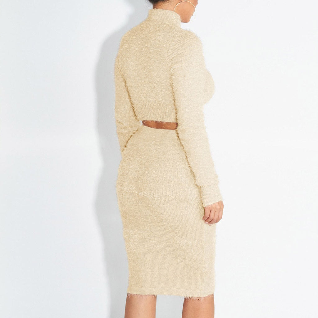 Cropped Top Sweater/Skirt Set - Fashion Damsel