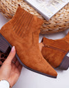 Suede Pointed Toe Chelsea Boots - Fashion Damsel