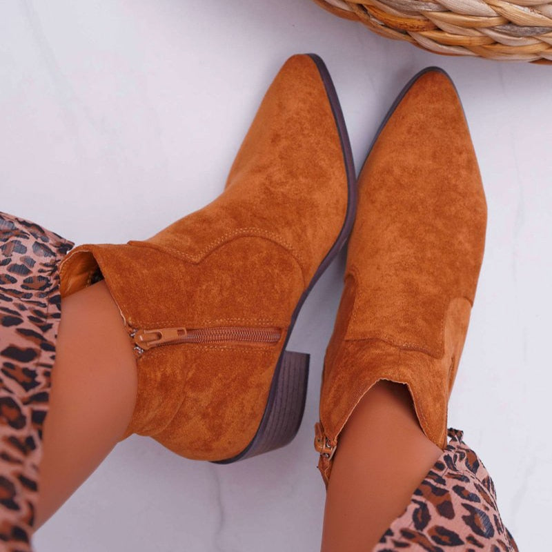 Suede Pointed Toe Chelsea Boots - Fashion Damsel