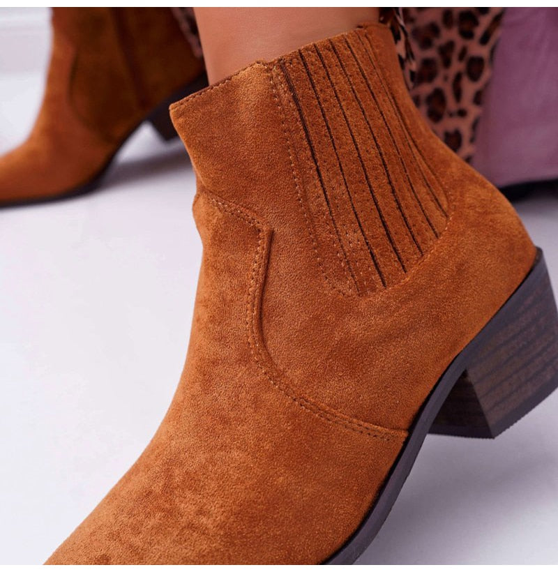 Suede Pointed Toe Chelsea Boots - Fashion Damsel