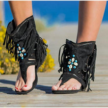 Carica l&#39;immagine nel visualizzatore di Gallery, Retro Clip Toe Vintage Boot Tassel Sandals - Fashion Damsel
