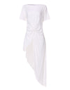 Pleated Knot Long Irregular Blouse - Fashion Damsel