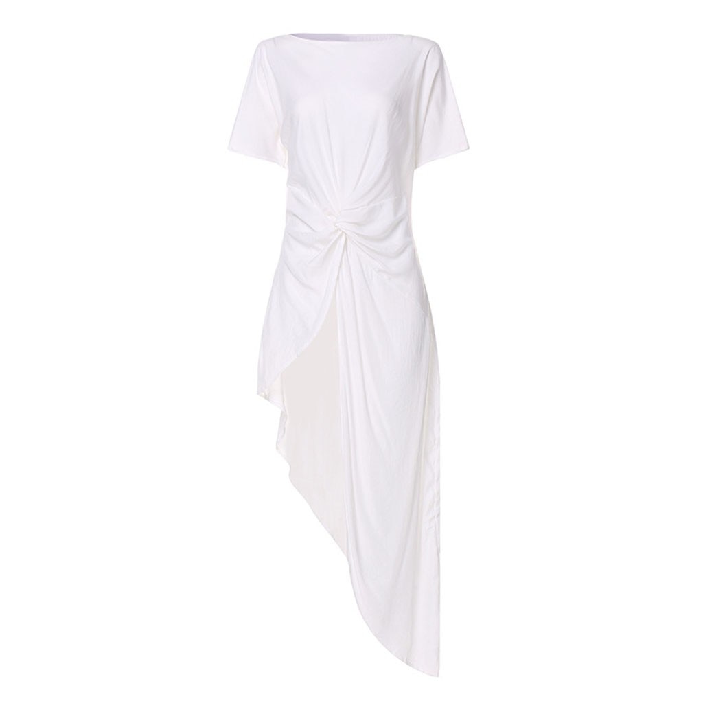 Pleated Knot Long Irregular Blouse - Fashion Damsel