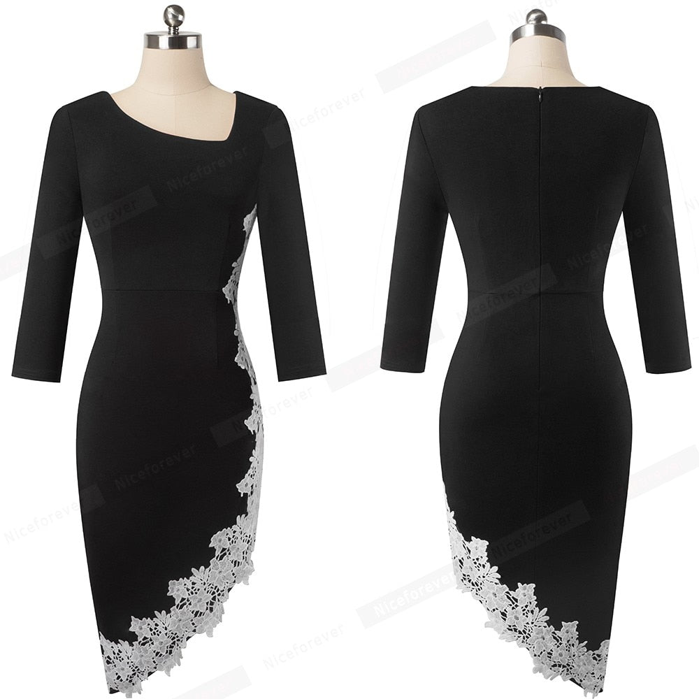 Elegant Embroidery Lace Patchwork Dress - Fashion Damsel