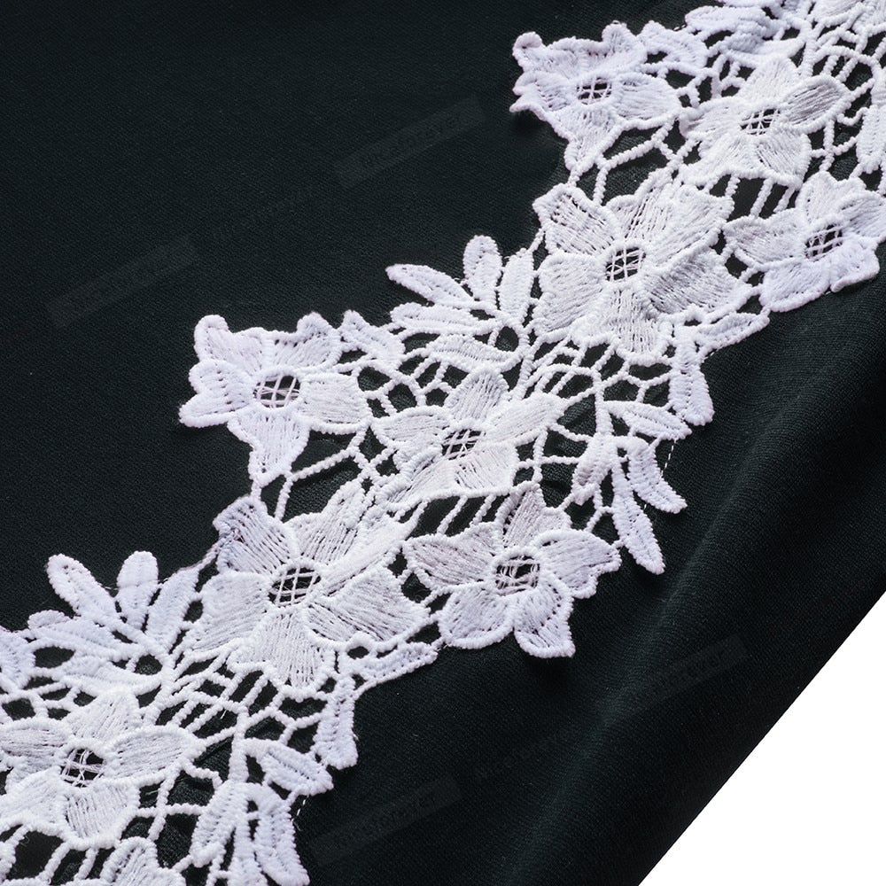 Elegant Embroidery Lace Patchwork Dress - Fashion Damsel