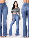 Elastic Loose Pocket High Waist button Jeans - Fashion Damsel