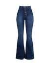 Elastic Loose Pocket High Waist button Jeans - Fashion Damsel