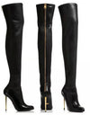 Leather Over The Knee Zipper Long Boots With Thin Heel - Fashion Damsel