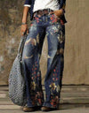 Flower Print Wide Leg Vintage Jeans