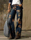 Flower Print Wide Leg Vintage Jeans