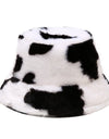 Winter Cow Print Plush Bucket Hat - Fashion Damsel
