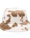 Winter Cow Print Plush Bucket Hat - Fashion Damsel