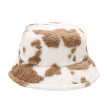 将图片加载到图库查看器，Winter Cow Print Plush Bucket Hat - Fashion Damsel
