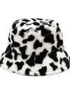 Winter Cow Print Plush Bucket Hat - Fashion Damsel
