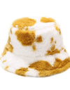 Winter Cow Print Plush Bucket Hat - Fashion Damsel