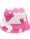 Winter Cow Print Plush Bucket Hat - Fashion Damsel