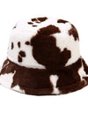 Winter Cow Print Plush Bucket Hat - Fashion Damsel