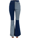 High Waist Patchwork Denim Flare Pants