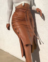 Drawstring High Waist Pleated Asymmetrical Skirt - Fashion Damsel