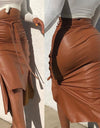 Drawstring High Waist Pleated Asymmetrical Skirt - Fashion Damsel