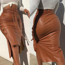 Load image into Gallery viewer, Drawstring High Waist Pleated Asymmetrical Skirt - Fashion Damsel
