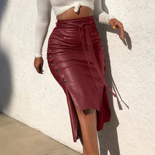 Load image into Gallery viewer, Drawstring High Waist Pleated Asymmetrical Skirt - Fashion Damsel
