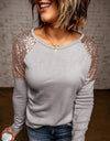 Long Sleeve Patchwork Sequins Women's Loose Shirt