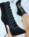 Women's Cross Straps Pointed Toe Ankle Boots - Fashion Damsel