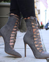 Women's Cross Straps Pointed Toe Ankle Boots - Fashion Damsel