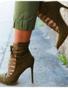 Women's Cross Straps Pointed Toe Ankle Boots - Fashion Damsel