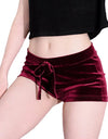 S-XL women velvet drawstring shorts