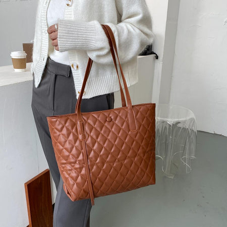 Large Capacity Leather Top-handle Tote Bag - Fashion Damsel