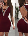 Elegant Sexy Deep V- Neck Sequin Bandage Dress